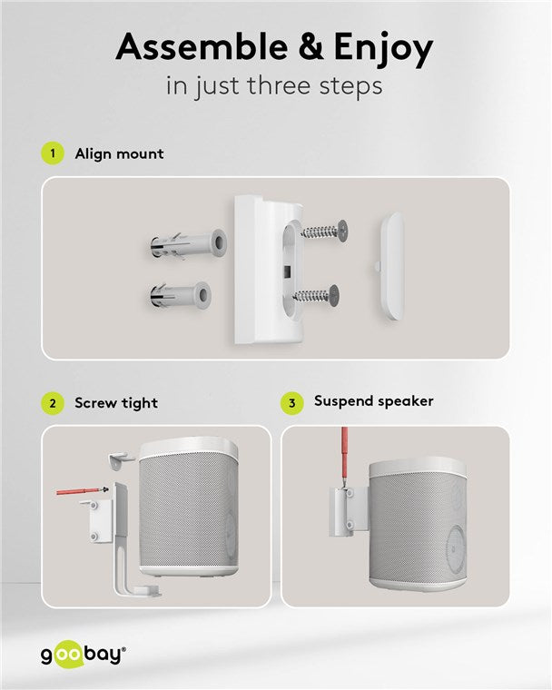 Vægbeslag til Sonos ONE / ONE SL / PLAY:1, Hvid (2 stk.)