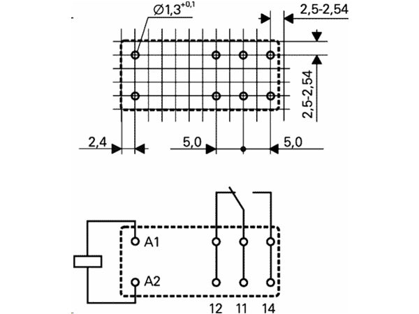 Vertikalt relæ - 24VDC / 8A, 1 x skifte (SPDT)