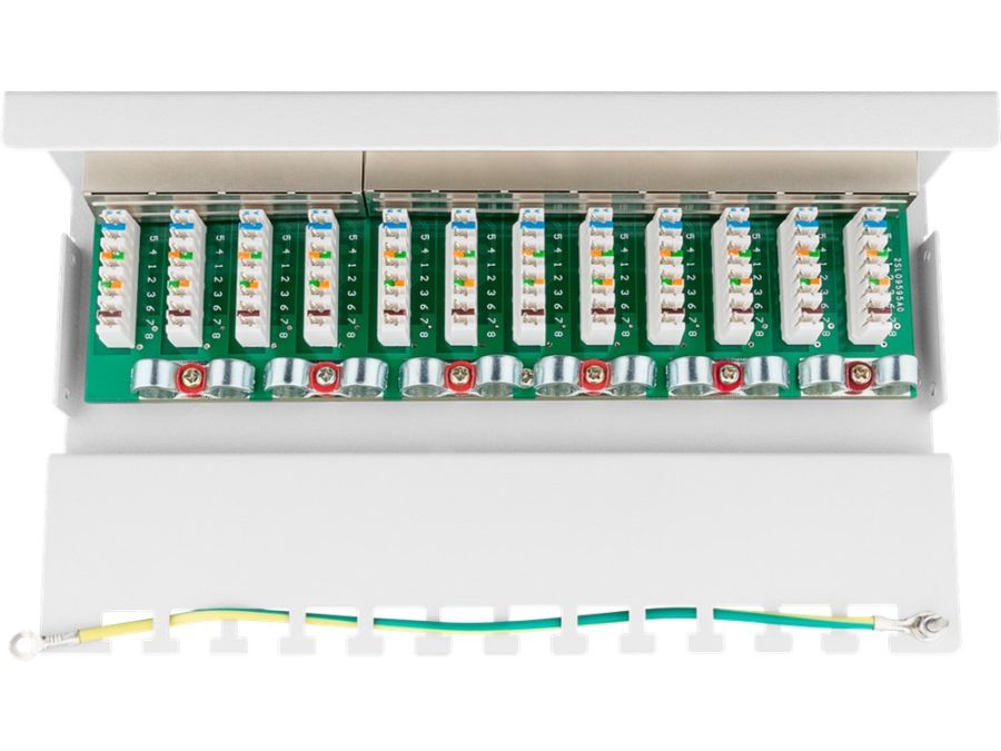 Patch panel - 12 x RJ45 CAT6 skærmet, Hvid