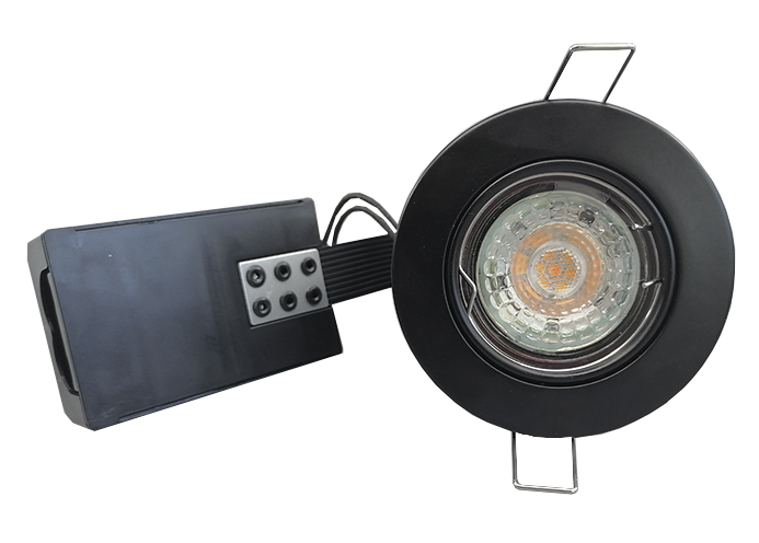 Indbygningsspot m 5,5W DimTone LED pære - Mat sort