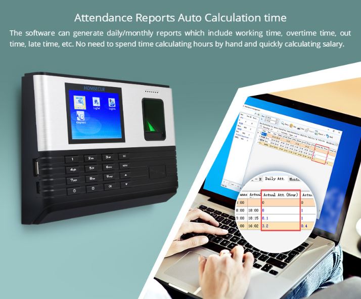 Tidsregistreringssystem m. fingeraftrykslæser, kode og RFID