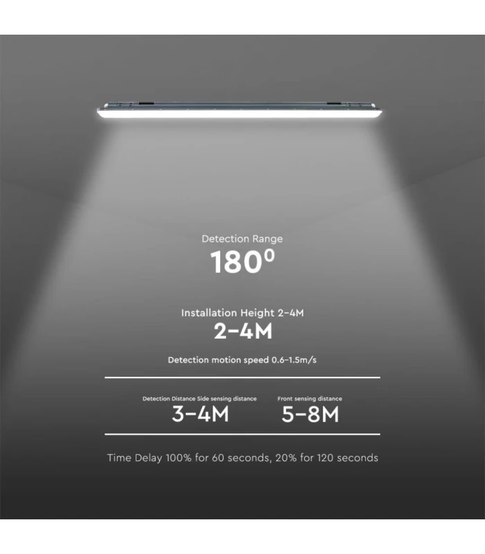 V-Tac Vandtæt LED Armatur - 120 cm, 4320lm, 36W, R