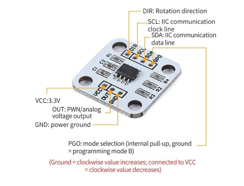 AS5600 Magnetisk Vinkelsensor 12-bit Modul