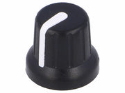 Drejeknap til 6,35mm D-aksel - Hvid streg, Ø16x14,4mm