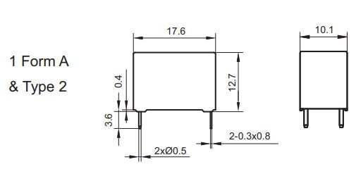 Miniature relæ - 12VDC 5A, 1 x slutte (SPST-NO), 4-ben 2,54