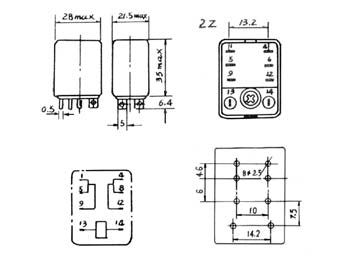 JQX-13F Heavy duty relæ - 12VDC / 10A, 2 x skifte (DPDT)