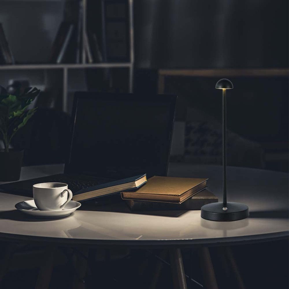 V-Tac Opladelig 3i1 Bordlampe - Sort, IP20, Touch Dæmpbar, Model Mini, 3W, 130lm