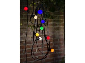 Prof. udendørs lyskæde u. pærer - 10 x E27 sokler (10m)