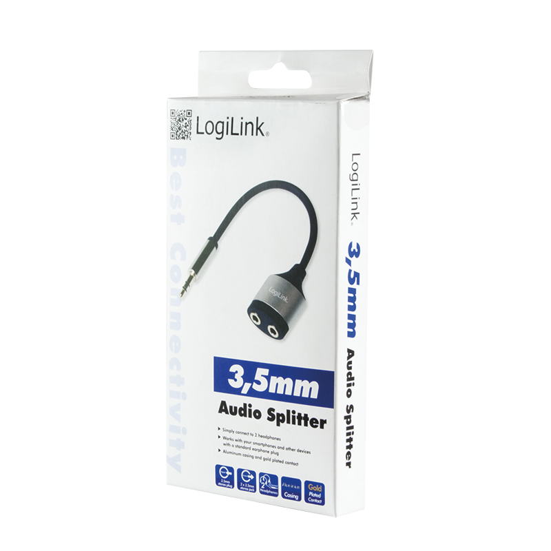 3,5mm JACK audiosplitter - JACK han til 2 x JACK hun