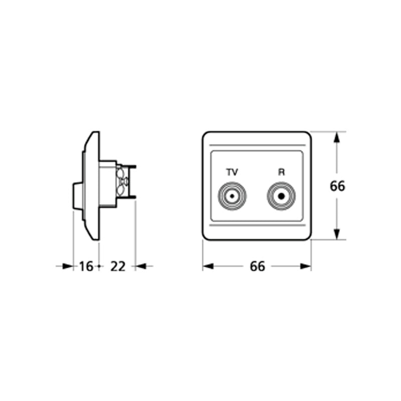 LK OPUS antenneudtag TV og R sløjfedåse TD312 - HV