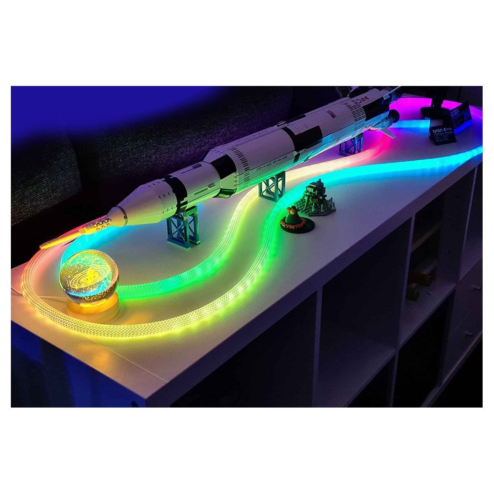 3m RGBIC Neon flex slange med Bluetooth App og fjernbetjening - Vævet reb, USB-opladning - Komplet sæt til lysdekorationer.