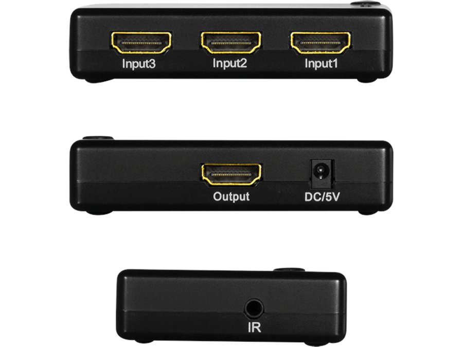 HDMI switch, 3x1-Port, 1080p/60 Hz, HDCP, CEC, RC