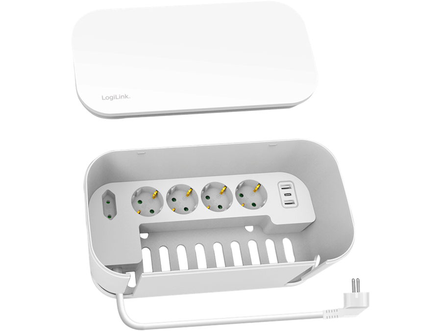 Kabelskjuler boks inkl. stikdåse - 285 x 145 x 130mm, Hvid