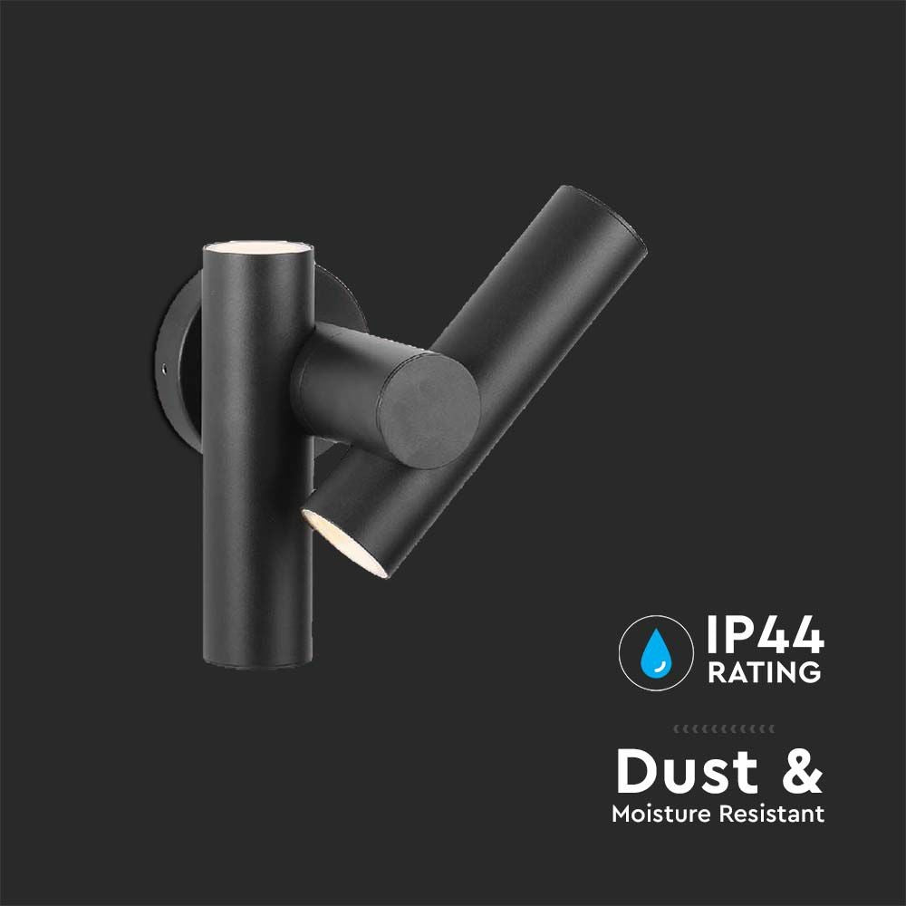 2-vejs spot væglampe med LED-modul, 600lm, 4000K, sort, IP44, 6W, 620lm