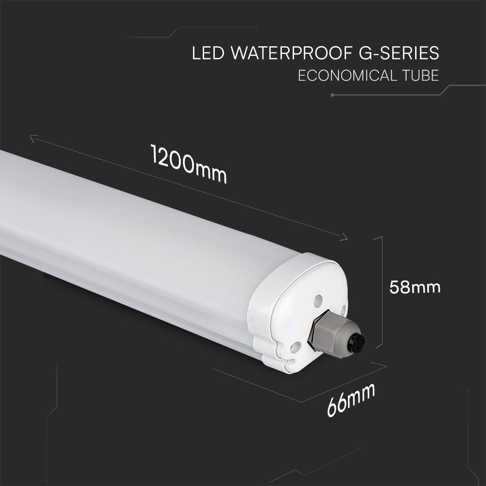 V-Tac vandtæt 36W LED armatur - 120 cm, 120lm/W, Samsung LED chip, IP65, 230V