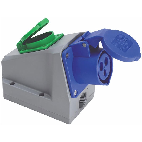 Vægudtag combi med dansk jordudtag 16A 230V