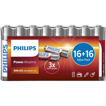 PHILIPS Power alkaline batteri, AAA LR03, 32 stk.