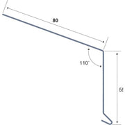 Tagfod 55x80x1000mm. 110°, Svækket for samling, Sværtet.