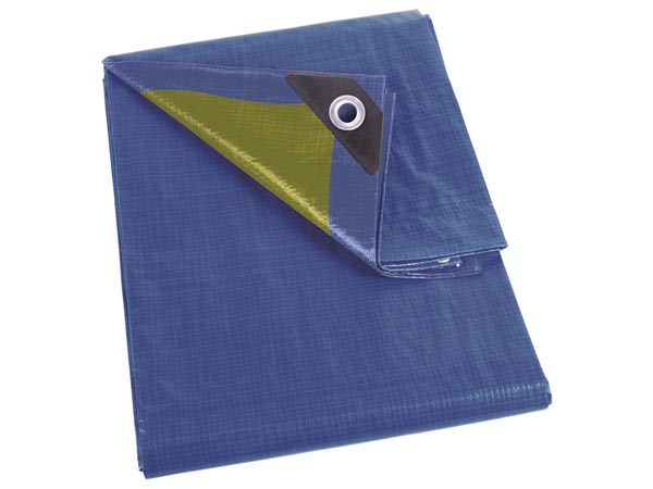 Presenning - 6x8m, 110g/m² standard, Blå/kaki