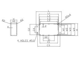Aluminiumskabinet m. flanger, 114x64x30mm (IP66)