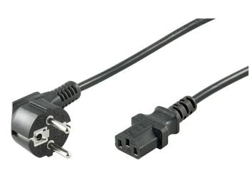 Strømkabel - CEE7/7 90° han > C13 (3pol AC hun) Sort (1,5m)