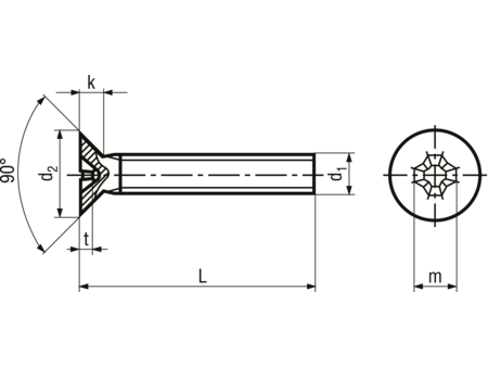 Maskinskrue, undersænket - M3,5x8mm, PH2 (50 stk.)
