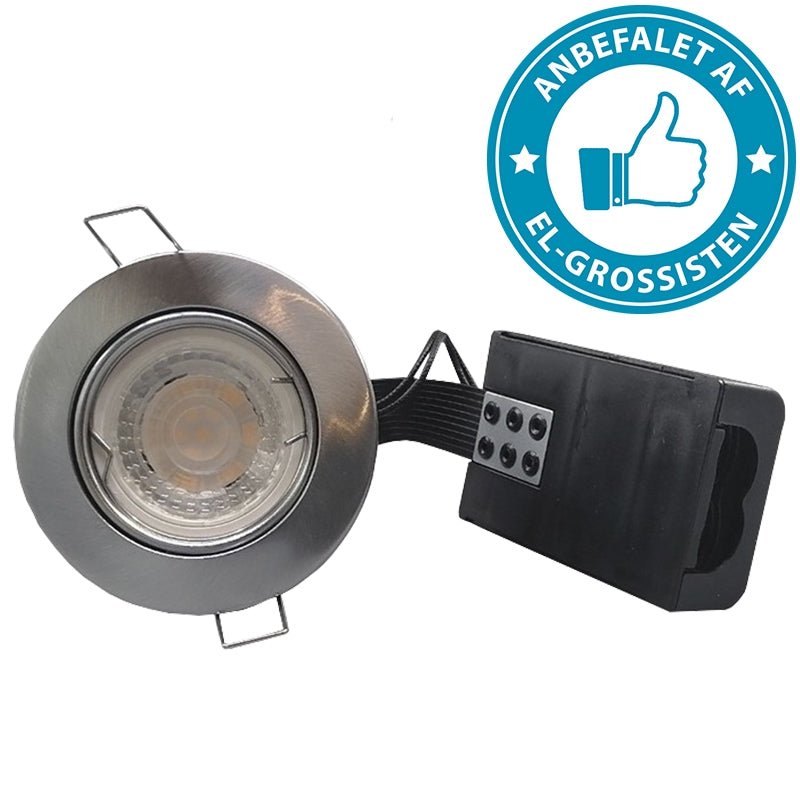 Pro indbygningsspot m 4W LED pære 3000K - Børstet