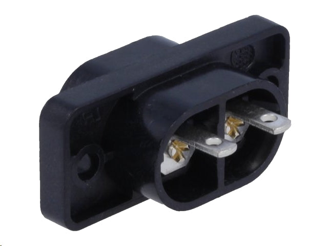 Apparatfatning - 2pol C8 han for flad C7 (8-tal) stik, Sort