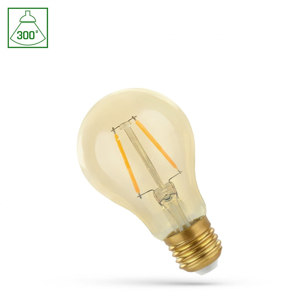 A60 LED Pære E27 4,9W - 230V, Varm Hvid, Kultråd, RetroShine, Spectrum, 490lm