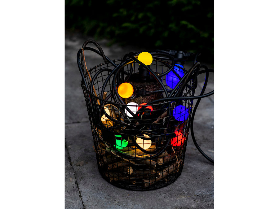 Prof. udendørs lyskæde u. pærer - 20 x E27 sokler (10m)