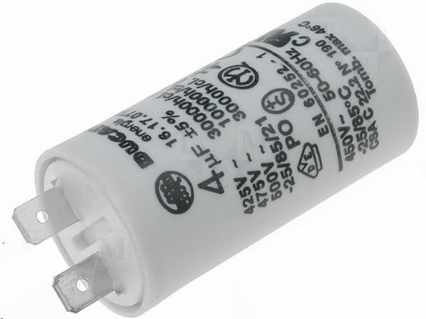 MOTOR kondensator - 4uF / 475V, Spadestik