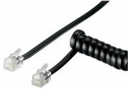 Telefon spiralledning - 2 x RJ10(4P4C) han, Sort (2m)