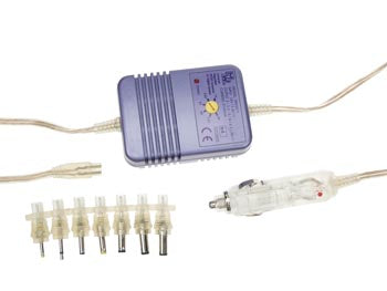 12V biladapter - 3 til 7V / 2,1A (inkl. 7 DC stik)