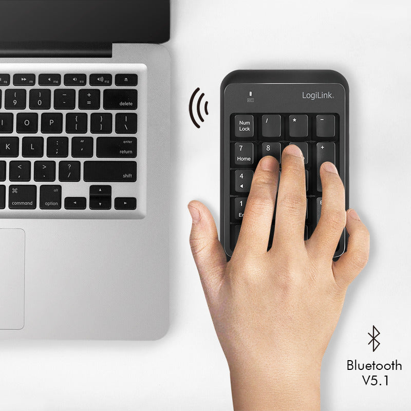 Trådløs keypad - Bluetooth 5.1, 17 taster, Sort