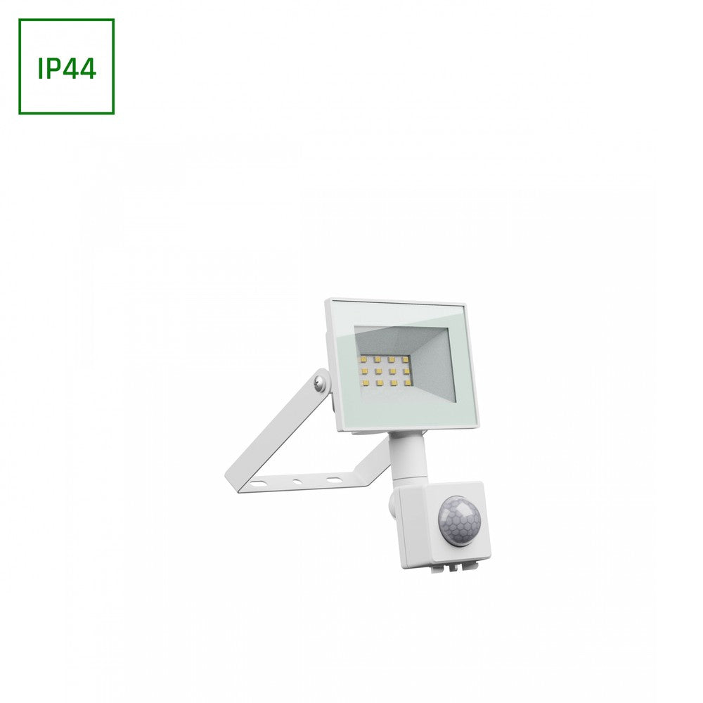 Noctis Lux 4 projektør 10W Varm hvid med PIR sensor, 230V, IP44, 94x150x53mm, hvid - Ideel til udendørs belysning