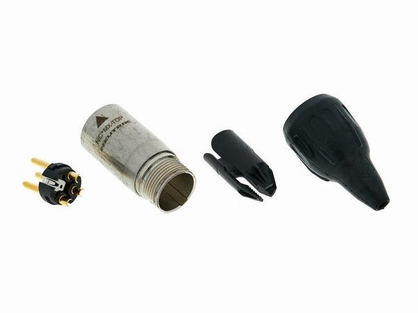 XLR stik "heavy duty" - 3P han, nikkel, Sort (IP65)