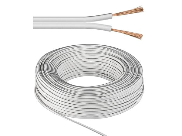 Højttalerledning - 2x1,5mm² CCA, hvid (50m)