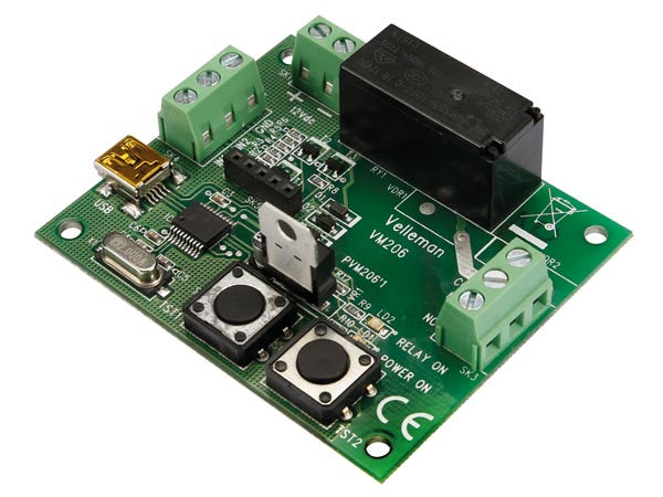 Universal timer-relæmodul m. USB - 8A/250V (færdigsamlet)
