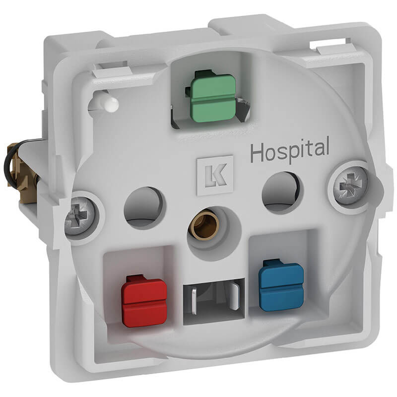 Fuga stikk. hospital 2-pol m/jord og LED lampe