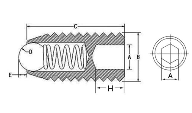 Pinolskrue m. fjederkugle - M4x12mm, HEX-2mm (5 stk.)