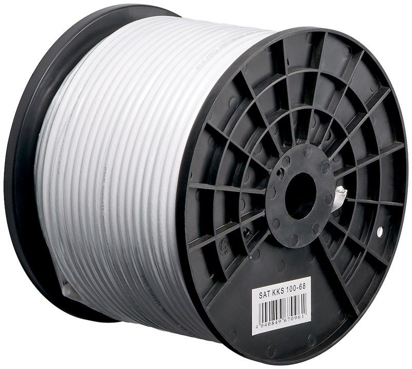 COAX antennekabel - 75ohm 2 skærm CCS Hvid Ø7mm (100m)