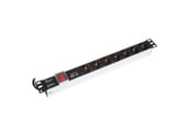 Powerpanel 7xSchuko med afb + led 1U sort med Transient beskyttelse