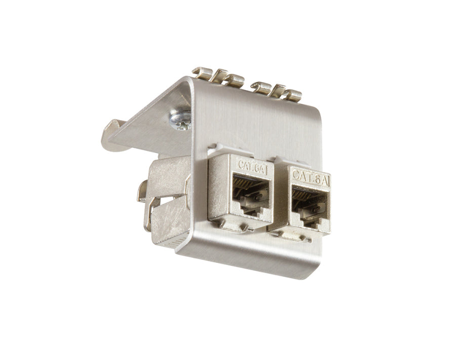 DIN-skinne adapter til 2x RJ45 Keystone modul, metal