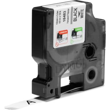 DYMO Rhino industri tape permanent polyester sort på hvid 12mmx5,5m