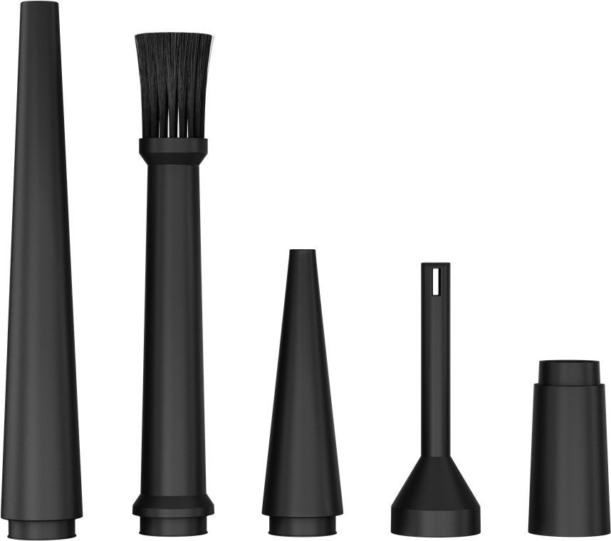 Genopladelig trykluft blæser m. 5 dyser - 2000mAh, Sort