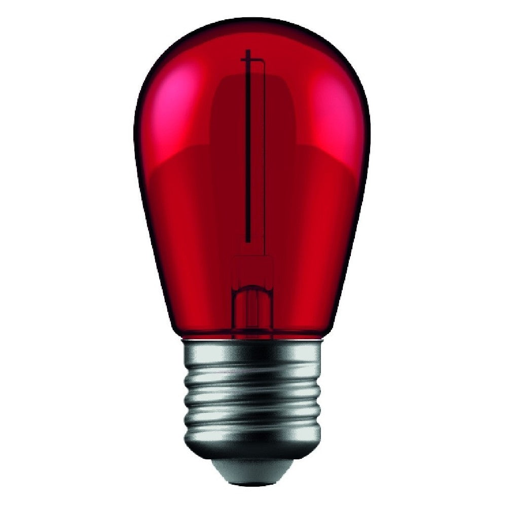 1W Farvet LED kronepære - Rød, kultråd, E27, 230V, 50lm, RA80