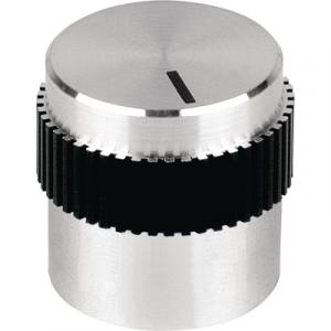 Drejeknap, Alu. - Ø15,9mm, H15mm, Sort streg, 4mm aksel