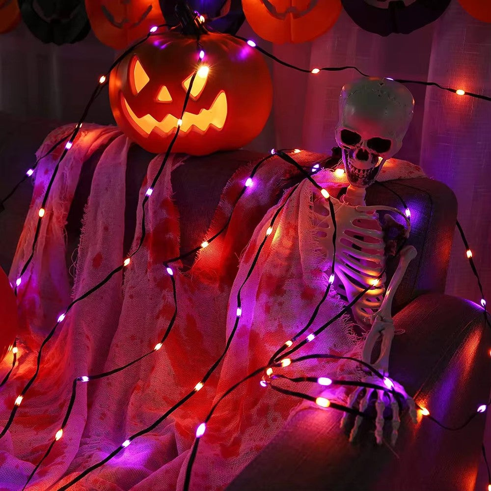 10 meter RGBIC LED lyskæde med 100 LED, grøn ledning, fjernbetjening og bluetooth - USB-opladning