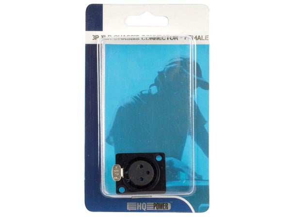 XLR hun 3pol chasisbøsning, sort, loddeben