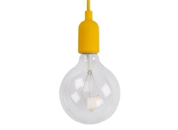 Stofledning m. E27 fatning og baldakin - Gul (1,4m)